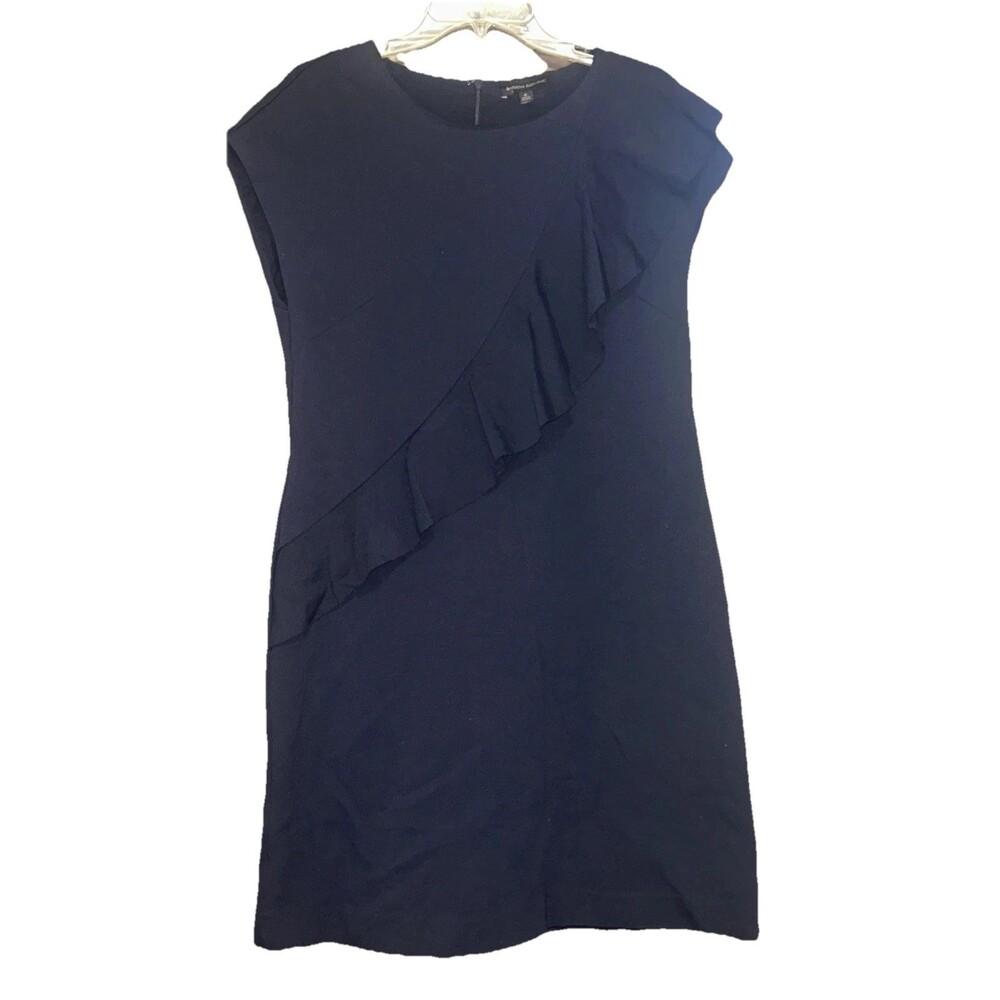 Banana Republic Navy Dress Women Sz 8 Ruffle Detail Lined Office Classic Chic
